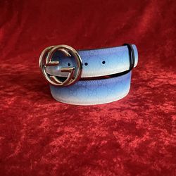 Gucci Chroma Belt Blue And White Gradient Monogram 