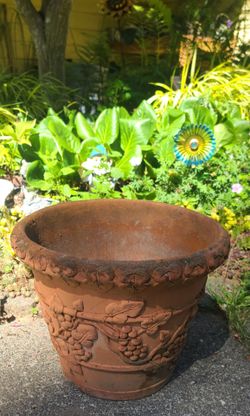 Nice Brown/ Orange Foam Planter With Grape Design