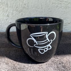 Disney Parks Mickey Mouse Mr Groom Wedding Black Coffee Mug Cup..