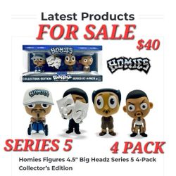HOMIES Big Headz
 Series #5
4 inch PVC Vinyl Collectible 4-Pack Figure Set