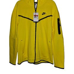 Nike Sportswear Tech Fleece Full-Zip Hoodie Yellow Strike-Black Mens Size L-Tall