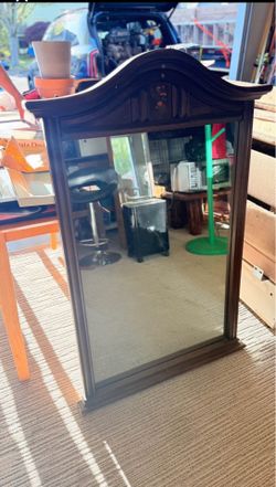 Elegant Dark Wood Wall Mirror – Decorative Accent Mirror