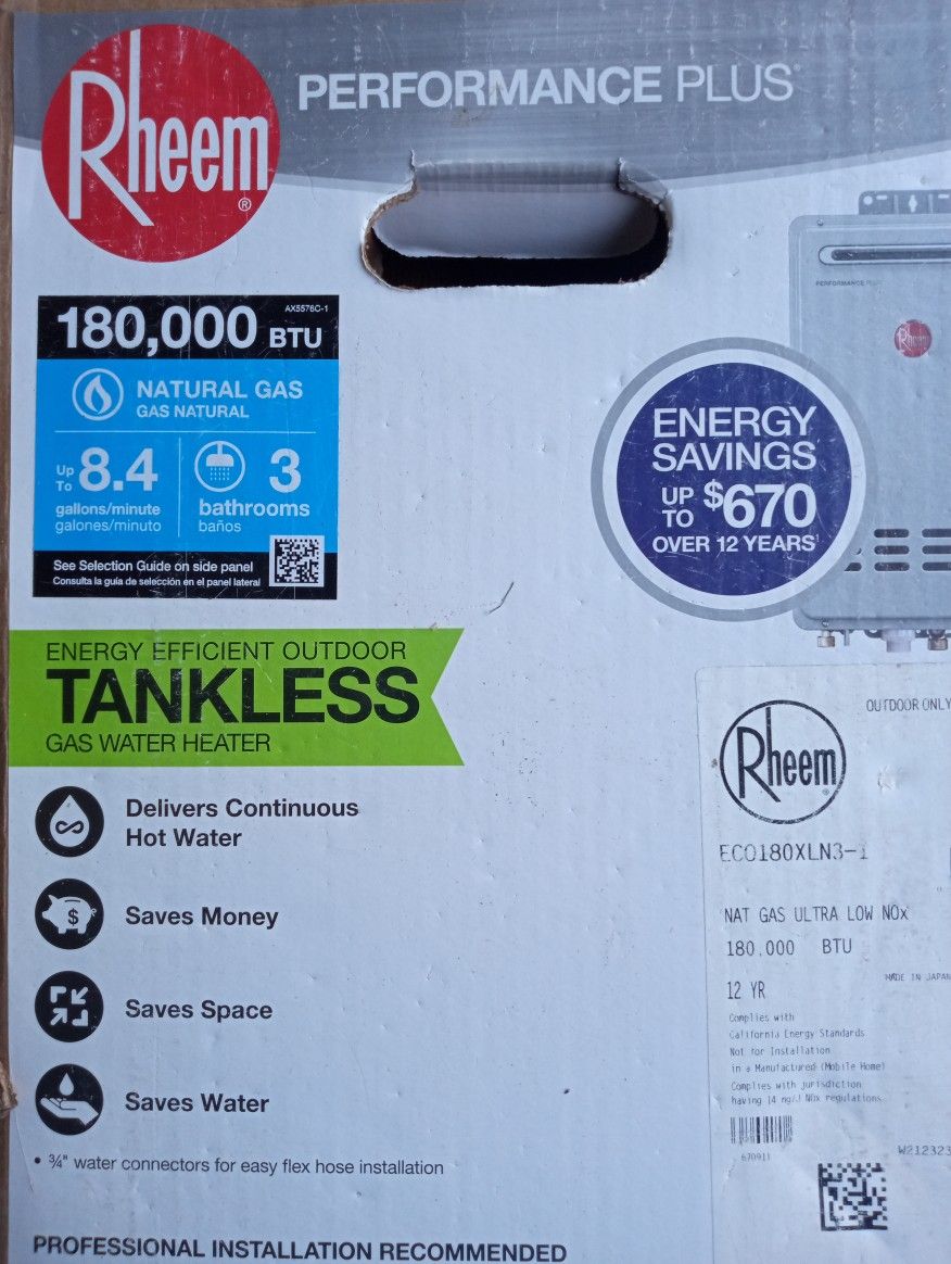 Brand New RHEEM TANKLESS GAS WATER HEATER