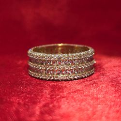 10k Yellow Gold Diamond 5 Row Round Cut Ring 3.78 ctw