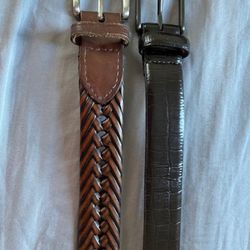 Set Of 2 Men's Leather Belt 