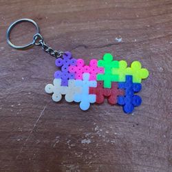 Autism Awareness Perler Bead Keychain