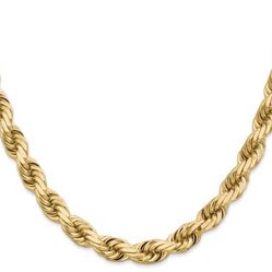14K 8MM Solid Diamond Cut Rope