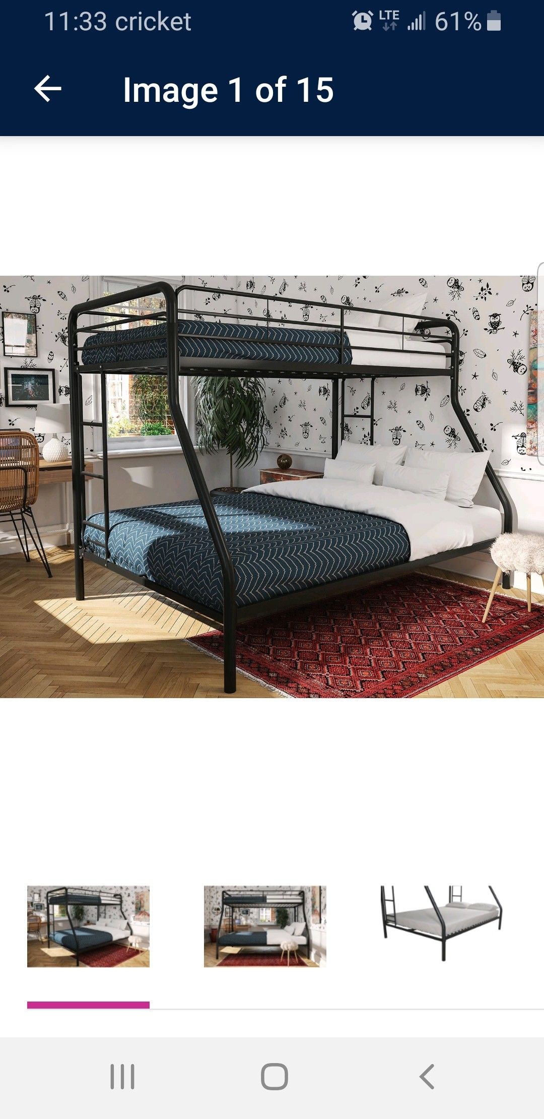 Black metal Bunk bed