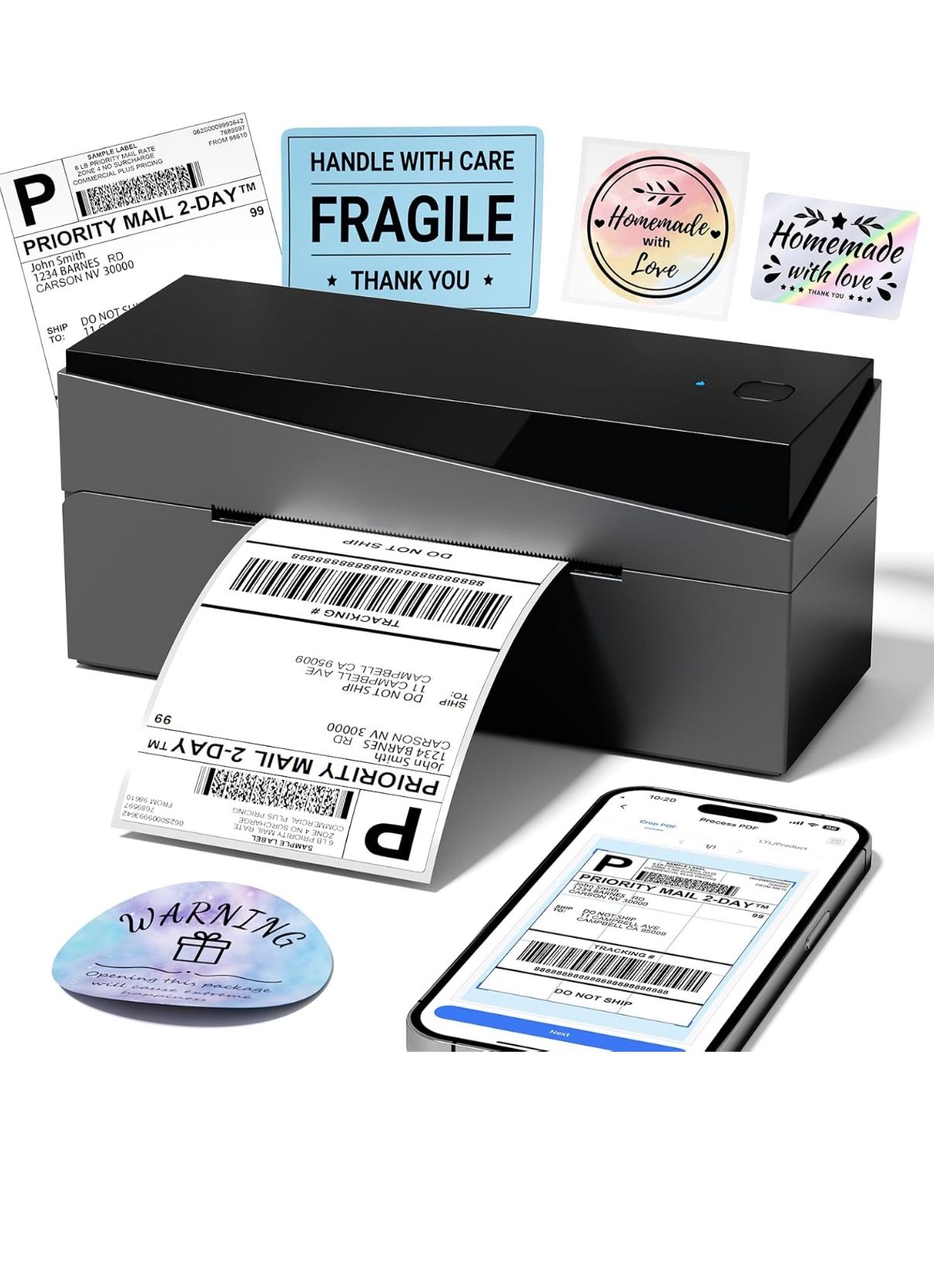Bluetooth Shipping Label Printer 4x6, 249BT Thermal Label Printer 4x6