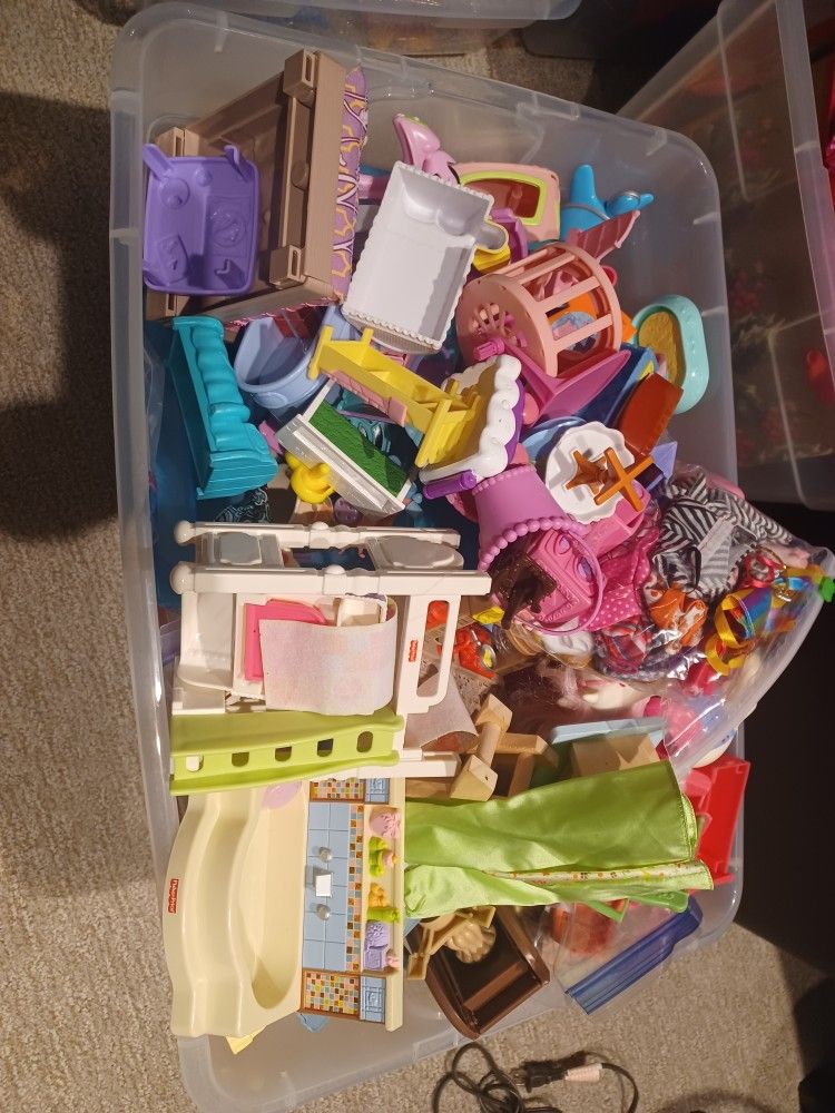 Container Full Of BARBIE CLOTHES AND BARBIE FURNITURES