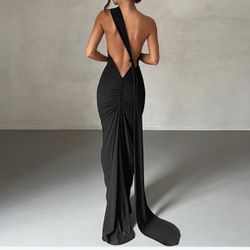 Sexy Backless Maxi Dress Sleeveless Open Back Elegant