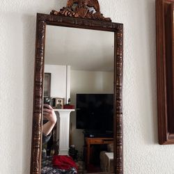 Antique Mirror With eagle And Shield Emblem 