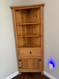 Rustic Wood Corner Shelf Cabinet