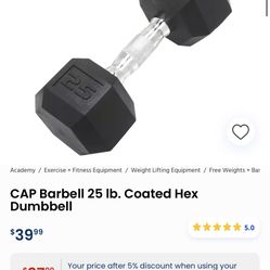 25 Lb Hex Dumbbell. 