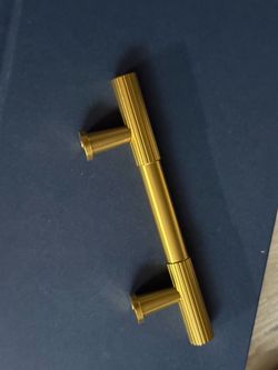 New Chic Design Brushed Brass Colored Fluted T-bar Cabinet / Drawer Pull Hardware - Set of 4