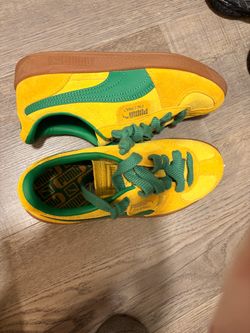 Puma Palermo Yellow Green Suede Sneakers