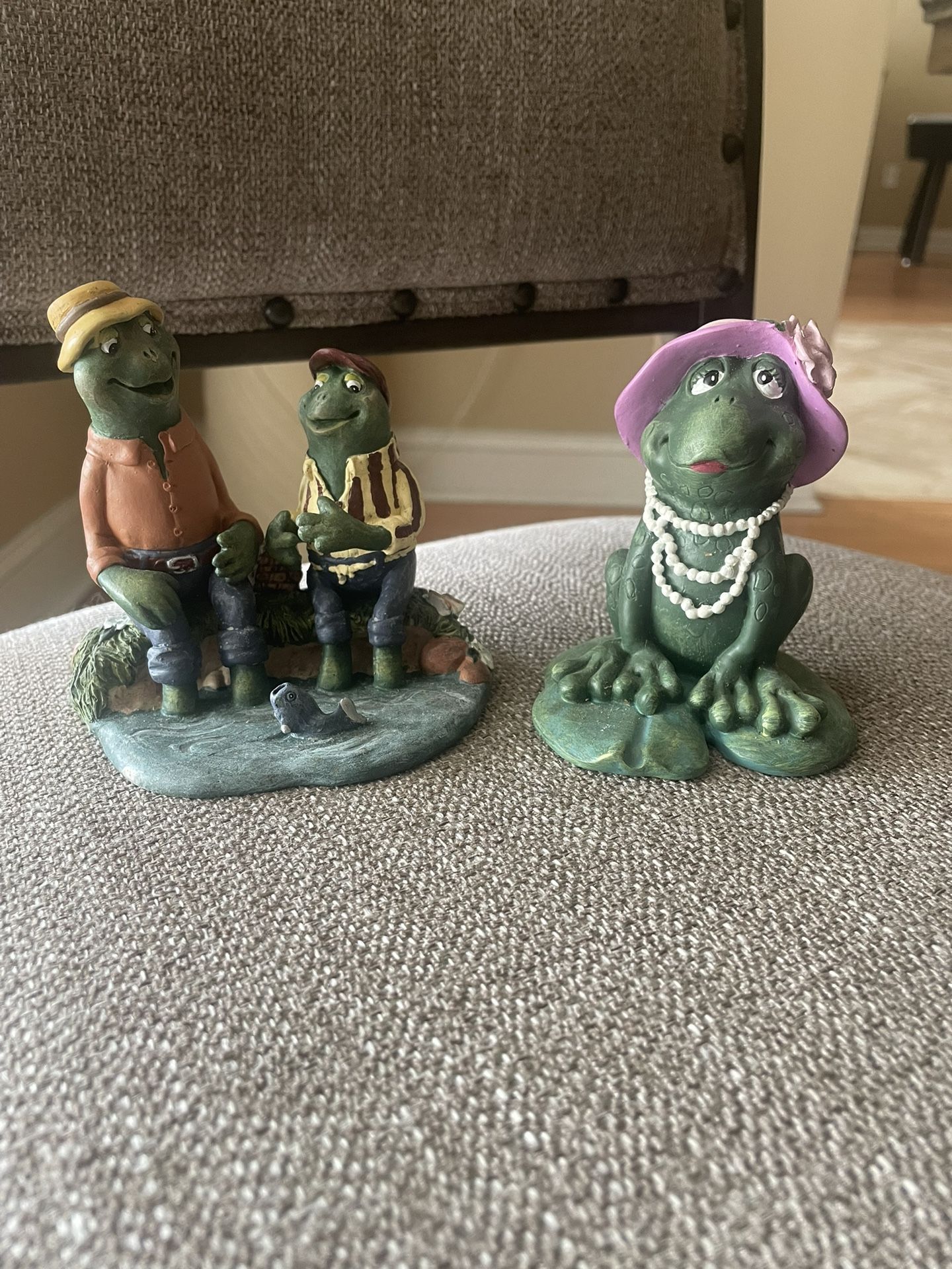 Two Frog Statues. 4” tall & 3.5” tall