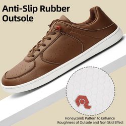 Pulltop Barefoot Wide Toe Box Shoes for Men - Minimalist Barefoot Dress Sneakers Zero Drop Slip On Non Slip for Walking Brown Size 10 Wide