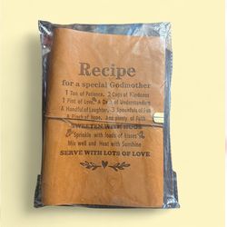 Blank Journal Faux Leather Brown Recipe for a Special Godmother Cover
