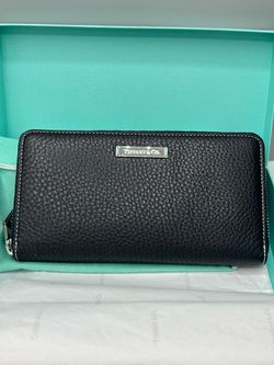 Tiffany & Co. Black Leather Zip Wallet
