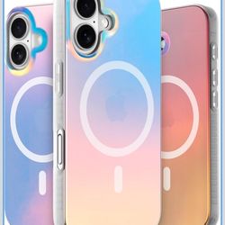 LONLI Hue - Funda magnética para iPhone 16, compatible con MagSafe, protección contra golpes de 360°, bonita y única funda para teléfono para niñas y 