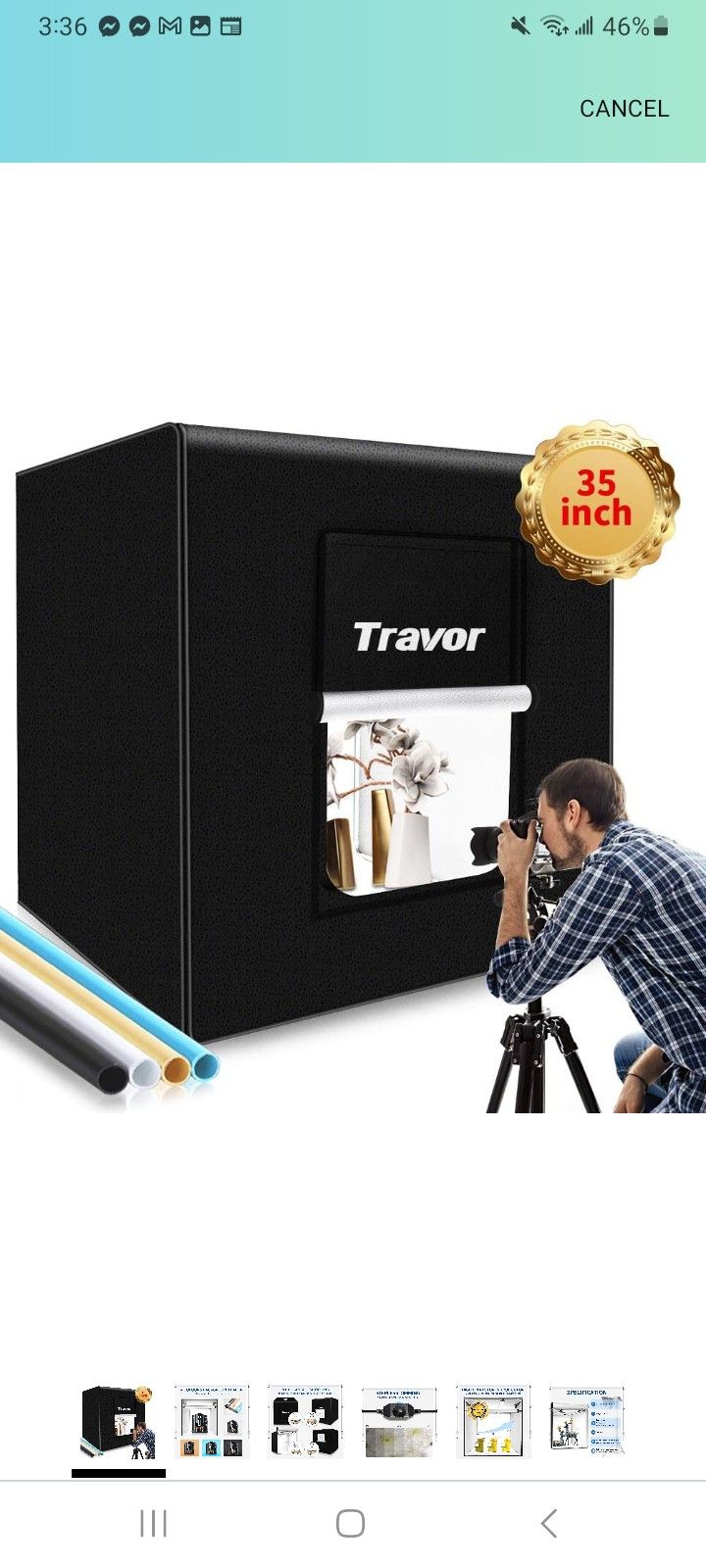 Photo Box, Travor Photo Studio Light Box 35"/90cm Adjustable Brightness Shooting Tent Table Top Photography Lighting Kit with 126 LED Lights 4 Backdro