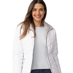 Free Country Quilted Puffer White Reversible Jacket Women's Size L
