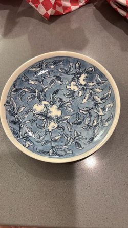 Blue and White Floral Plate