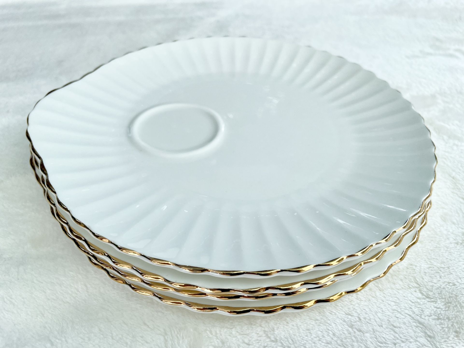Four Staffordshire Bone China Snack Plates