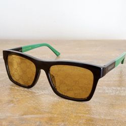 Gucci Square Sunglasses With Brown GG Logo Lens