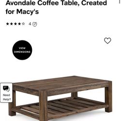 Macys Avondale Coffee Table & Side Table