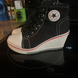 Black Converse Heels 8.5