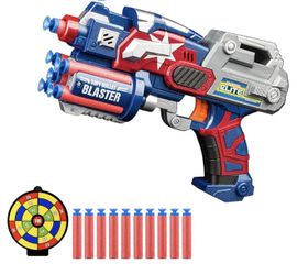 Techcity Big League Blaster Gun Captain America Foam Darts Toy Gun with 10 Refill Foam Bullet Darts and Dart Board Handgun Toy for Kids