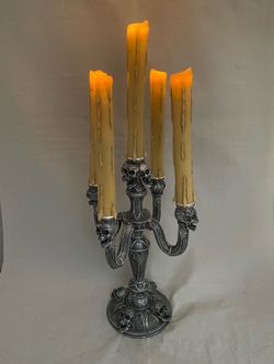 Gothic Skull Candelabra with LED Candles
