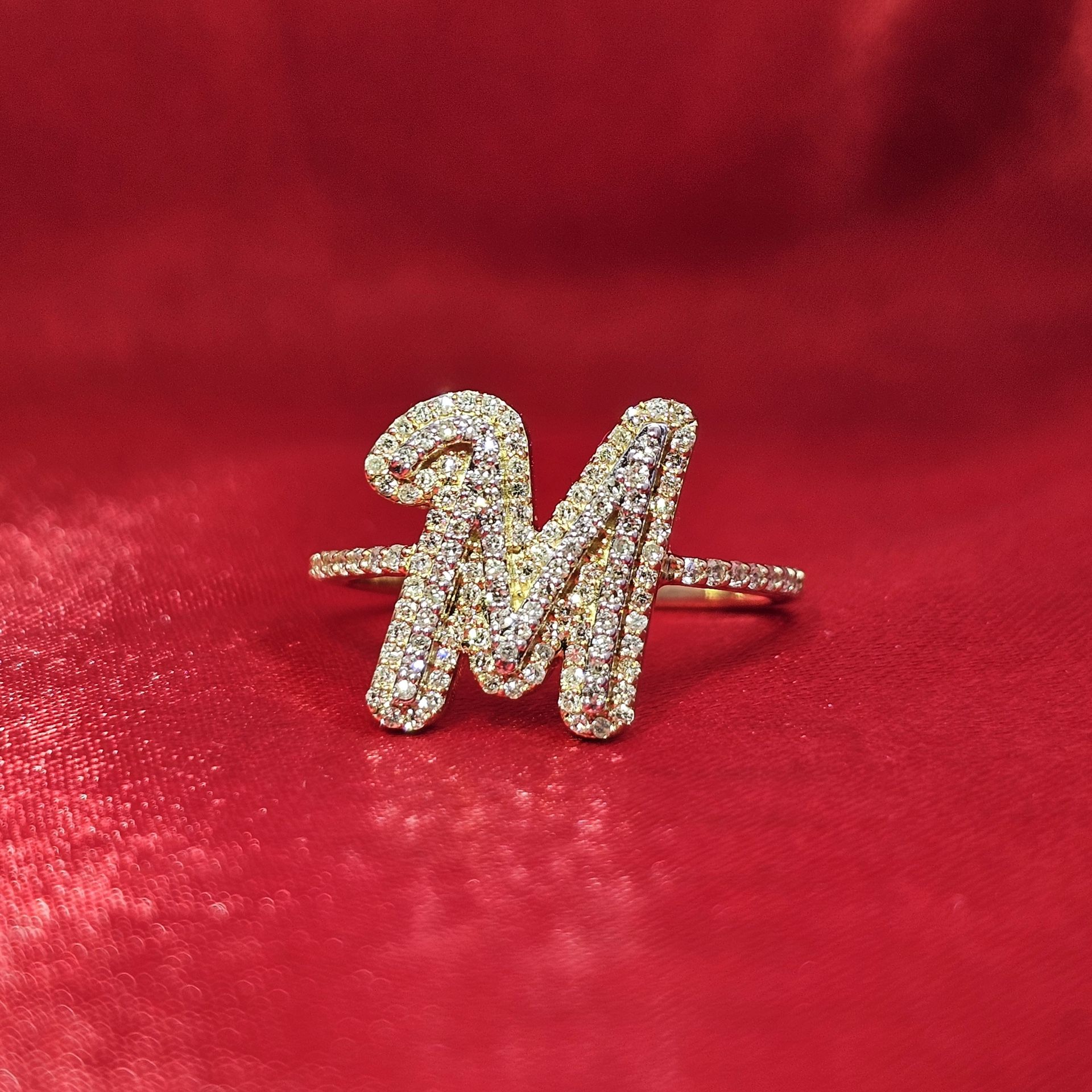 10k Yellow Gold Diamond Initial Ring 0.36 ctw