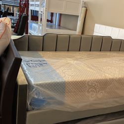 Twin Size Velvet Trundle Bed Frame 