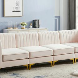 Alina Velvet Pink Modular Sectional

