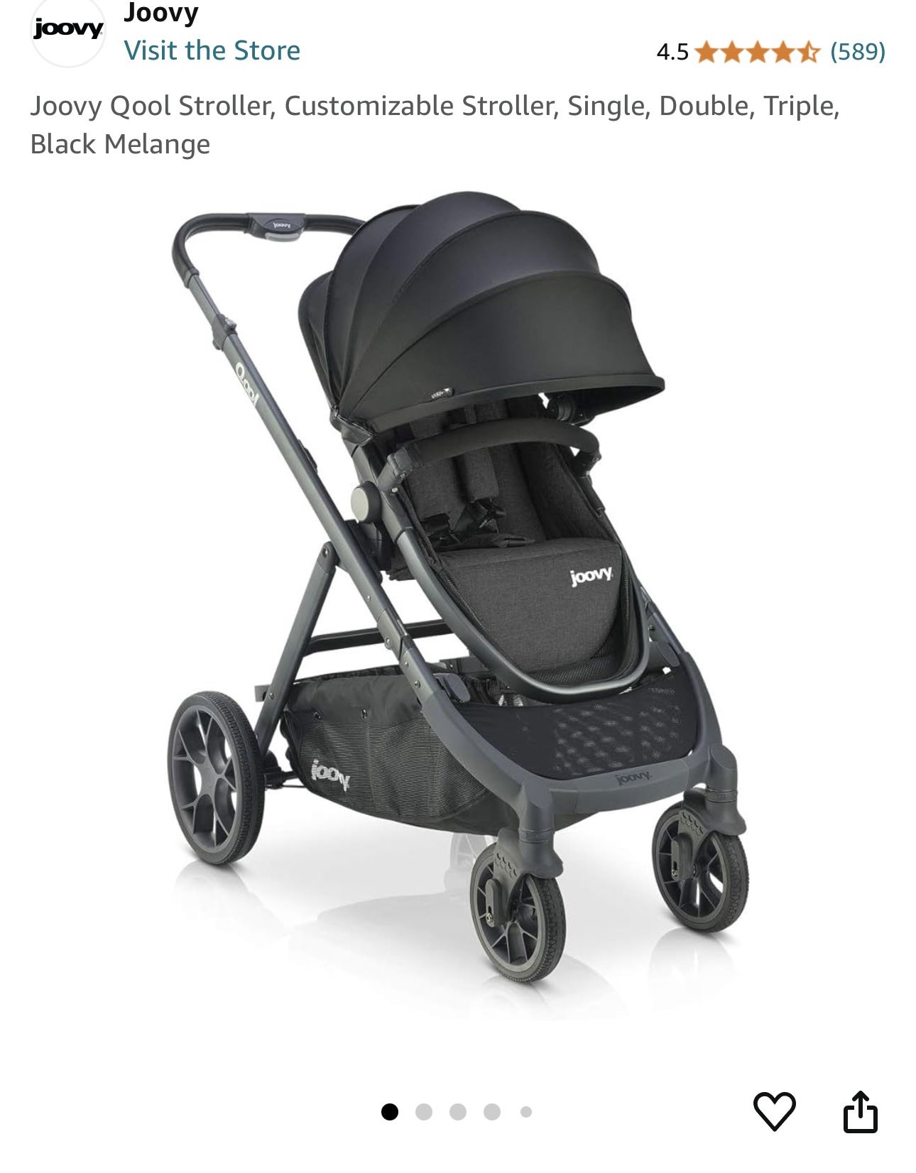 JoovyQ Stroller (Single, Double, or Triple with 50+ Configurations) Black color 