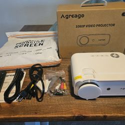 Agreago Video Projector With Screen Curtain