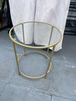 Metal Side Table (Gold Color) 19”1/2D x 21”1/2H In Good Condition. $30 Firm on Price