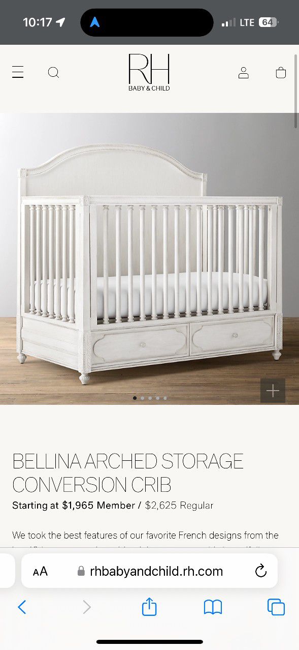 RH baby crib w/ mattress (retail $2000+)