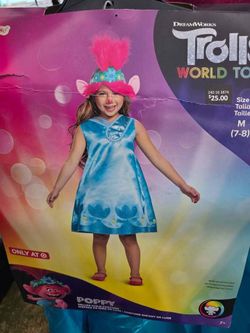 Trolls World Tour Poppy Deluxe girls Costume Size M (7-8)