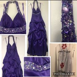 Stunning Purple Satin Ballgown