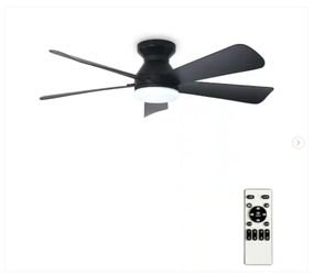 42 in. Black Housing 5-Black Blades Flush Mount Standard Modern Ceiling Fan - New