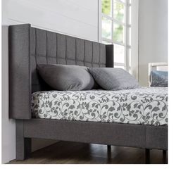 ZINUS Dori Upholstered Platform Bed Frame with Wingback Headboard, Mattress Foundation, Wood Slat Support, No Box Spring Needed, Easy Assembly, Queen