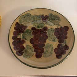 Vintage Casal Mexican Handpainted Grapes Pottery Platter