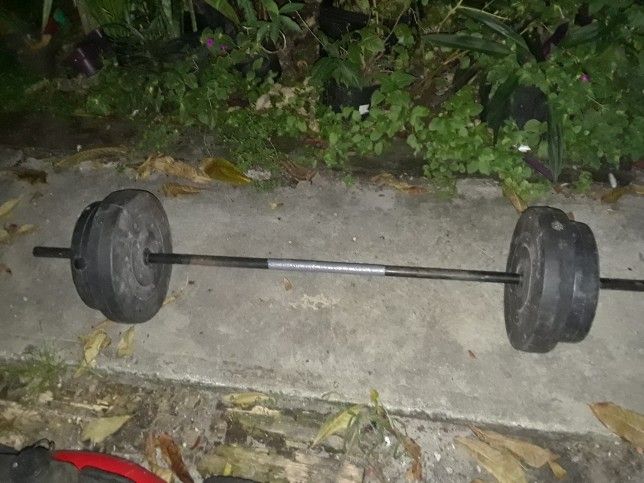 Bench Press Bar With Weights 100 Lb Ball Together