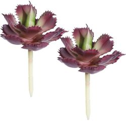 Duovlo Pack of 2 Artificial Succulent Plant 7.08 Inch Faux Succulents Agave potatorum Flower Arrangement Craft Wall DIY Materials (Dark Purple)