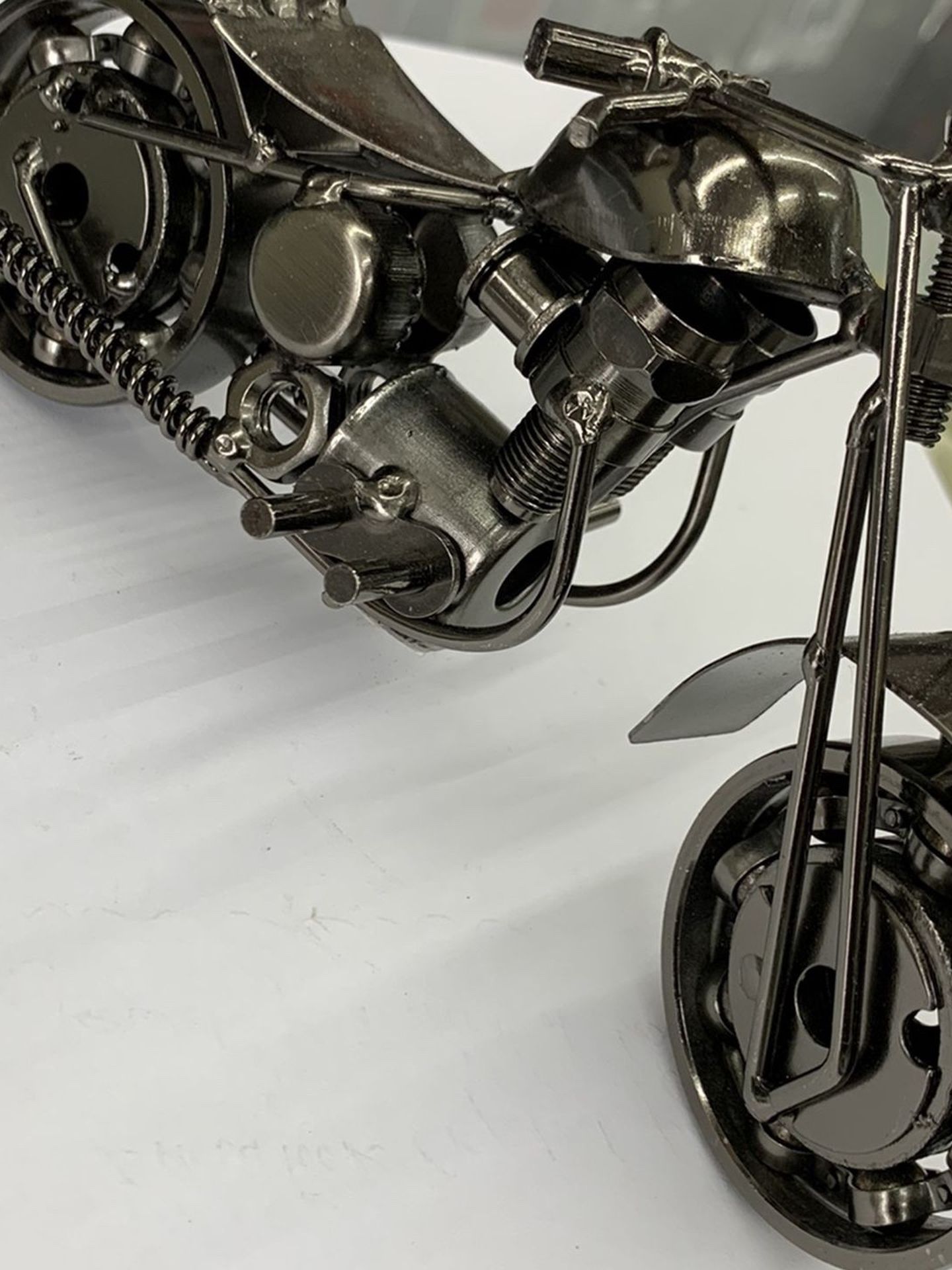 Vintage Metal Motorcycle Sculpture Motorbike Model Crafts Home Office Desk