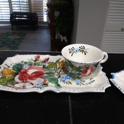 UNIQUE Coffe Cup And Tray Set Of TWO, Made In ITALY, Each Set $15